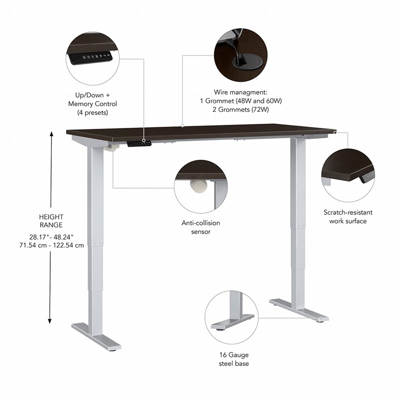 Move 40 Series 72W Height Adjustable Desk in Mocha Cherry - Engineered Wood