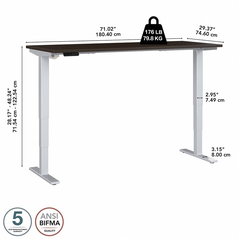 Move 40 Series 72W Height Adjustable Desk in Mocha Cherry - Engineered Wood
