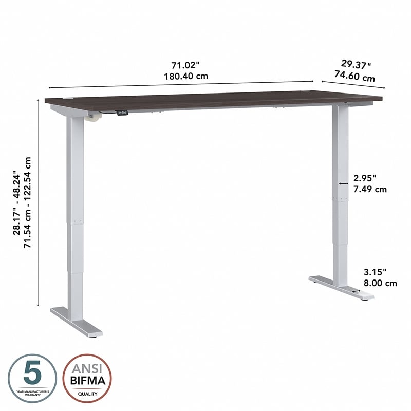 Move 40 Series 72W Height Adjustable Desk in Storm Gray - Engineered Wood