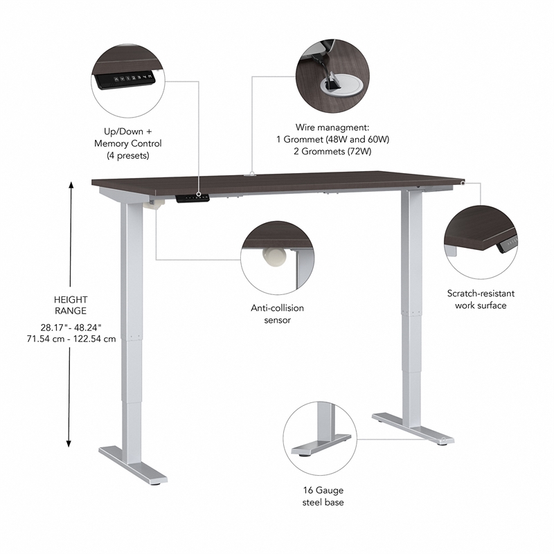 Move 40 Series 48W Height Adjustable Desk in Storm Gray - Engineered Wood