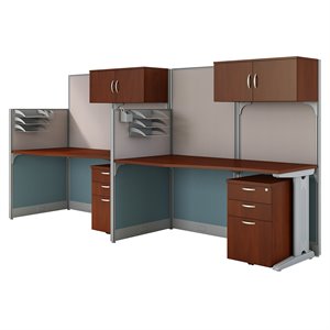 office in an hour 2 person cubicle in hansen cherry - engineered wood