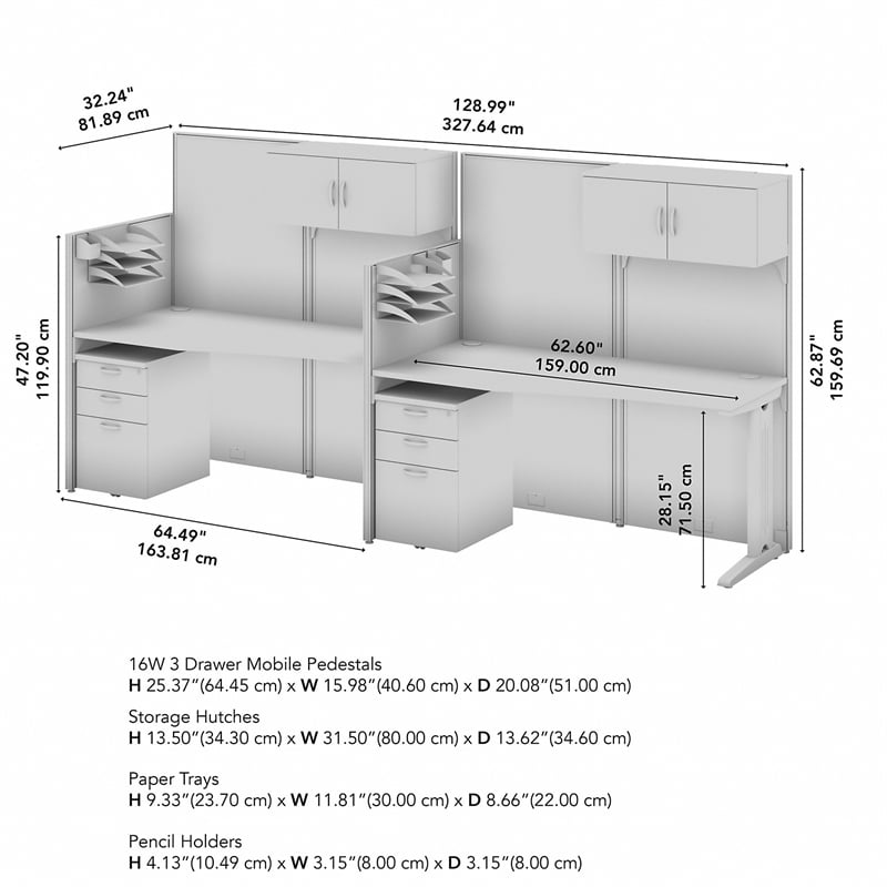 Office in an Hour 2 Person Cubicle Desk Set in Mocha Cherry - Engineered Wood