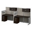 Office in an Hour 2 Person Cubicle Desk Set in Mocha Cherry - Engineered Wood
