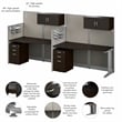 Office in an Hour 2 Person Cubicle Desk Set in Mocha Cherry - Engineered Wood