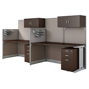 office in an hour 2 person cubicle in mocha cherry - engineered wood