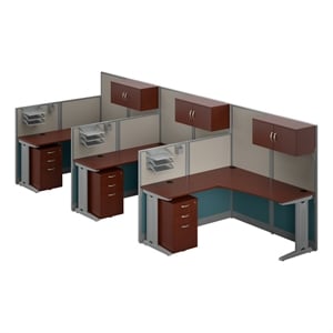 Bush Business Furniture Office In An Hour 3 Person L Workstations With Storage