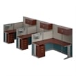 Office in an Hour 3 Person L Cubicle Desk Set in Hansen Cherry - Engineered Wood