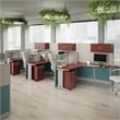 Office in an Hour 3 Person L Cubicle Desk Set in Hansen Cherry - Engineered Wood