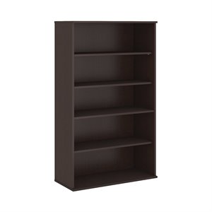 office in an hour 66h 5 shelf bookcase in mocha cherry - engineered wood
