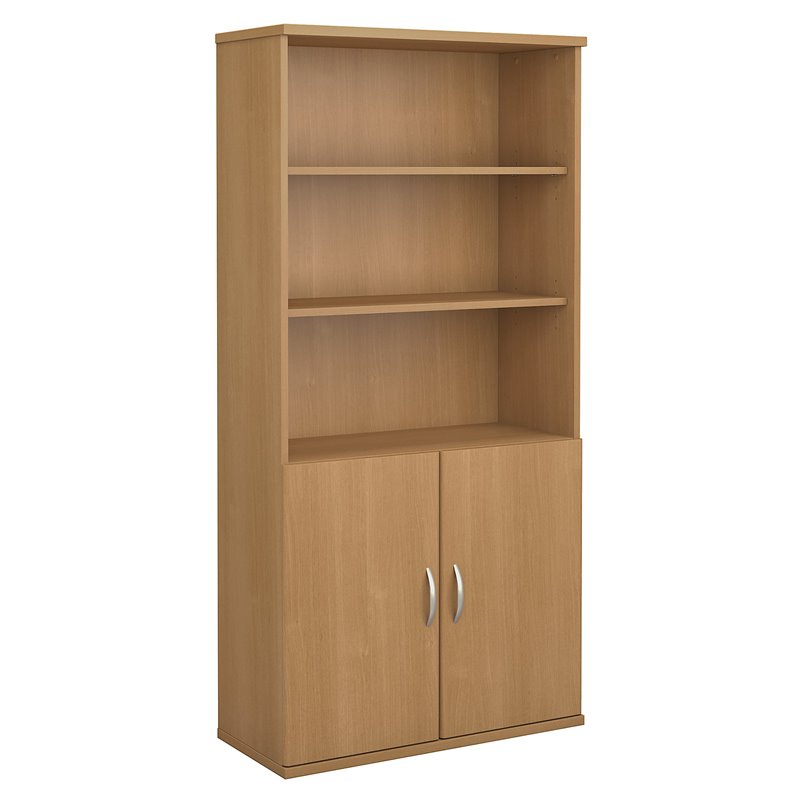 Series C 36w 5 Shelf Bookcase With, Light Oak Bookcase With Glass Doors