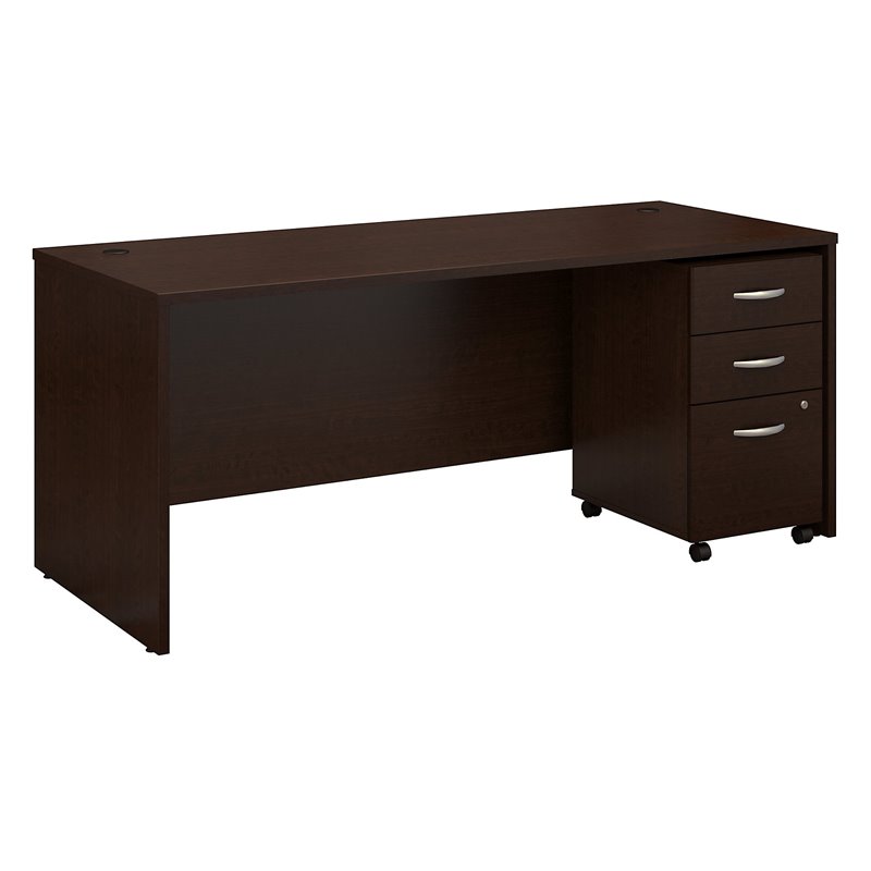 Series C 72W x 30D Office Desk with Drawers in Mocha Cherry - Engineered Wood
