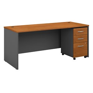 Series C 72W x 30D Office Desk with Drawers in Natural Cherry - Engineered Wood