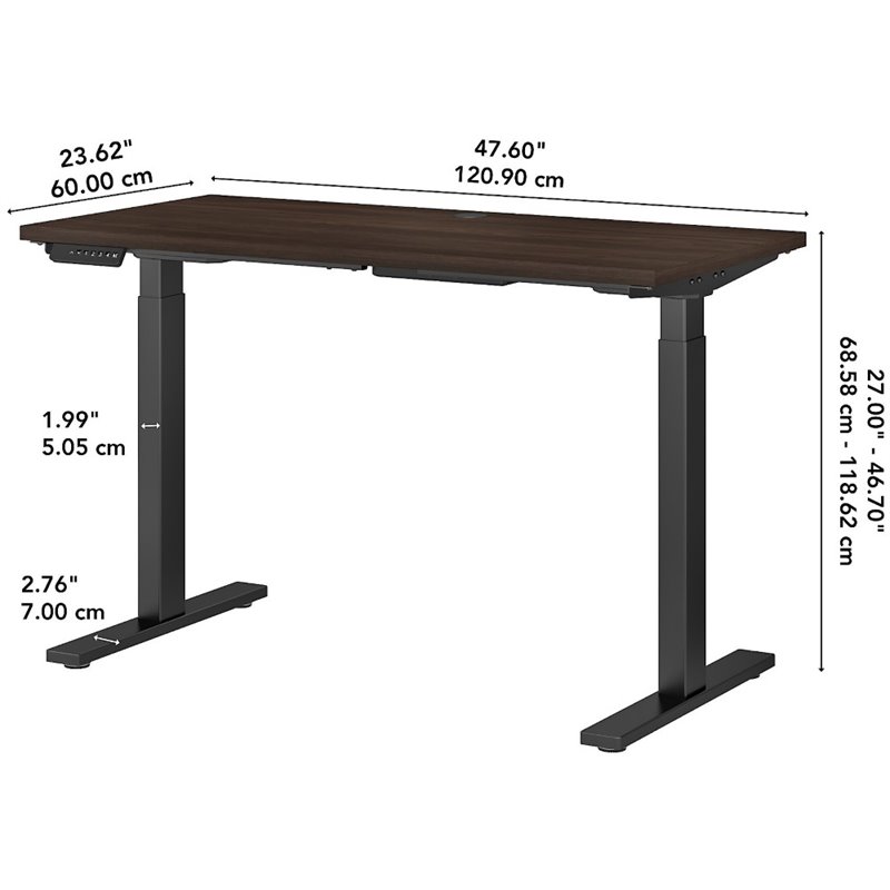 Move 60 Series 48W x 24D Adjustable Desk in Black Walnut - Engineered Wood