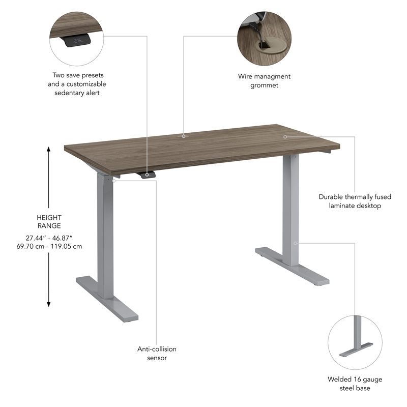 Move 60 Series 48W Adjustable Standing Desk in Modern Hickory - Engineered Wood