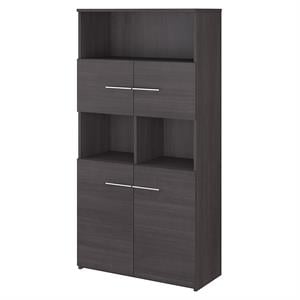office 500 5 shelf bookcase with doors in storm gray - engineered wood