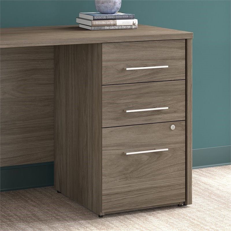 Office 500 16W 3 Drawer File Cabinet in Modern Hickory - Engineered Wood