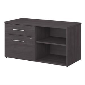 office 500 low storage cabinet with drawers in storm gray - engineered wood