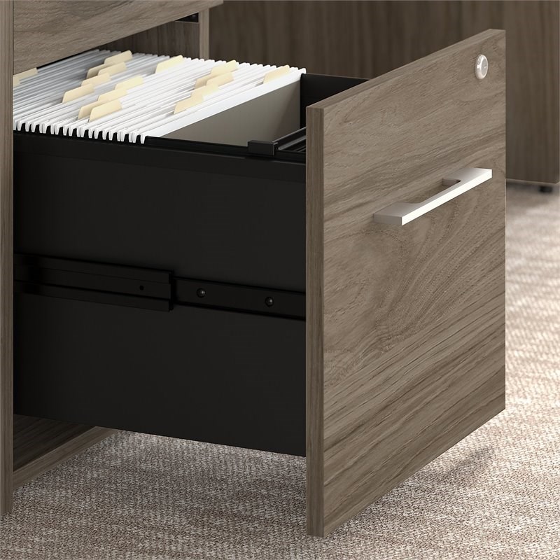 Office 500 72W U Shaped Desk with Hutch in Modern Hickory - Engineered Wood