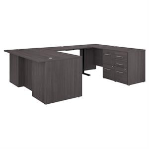 office 500 height adjustable u shaped desk in storm gray - engineered wood