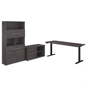 office 500 72w adjustable desk with storage in storm gray - engineered wood