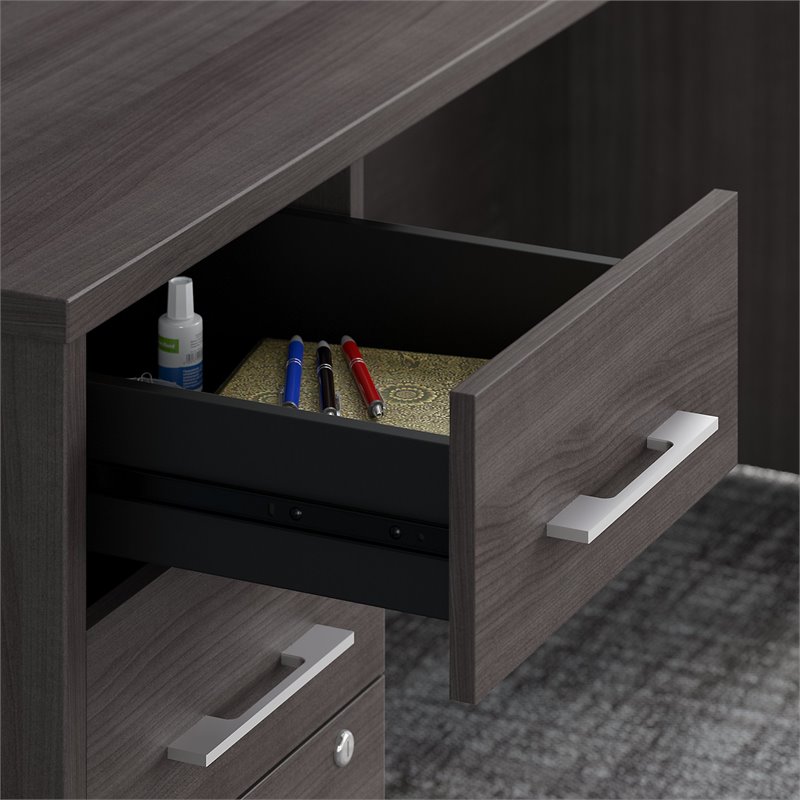 Office 500 72W Executive Desk with Storage in Storm Gray - Engineered Wood
