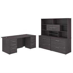 bush business furniture office 500 72w x 36d executive breakfront desk with file storage and hutch