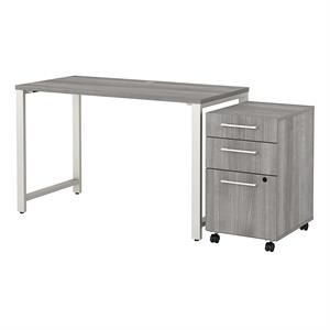 Bush Business Furniture 400 Series 48W x 24D Table Desk With 3 Drawer Mobile Pedestal