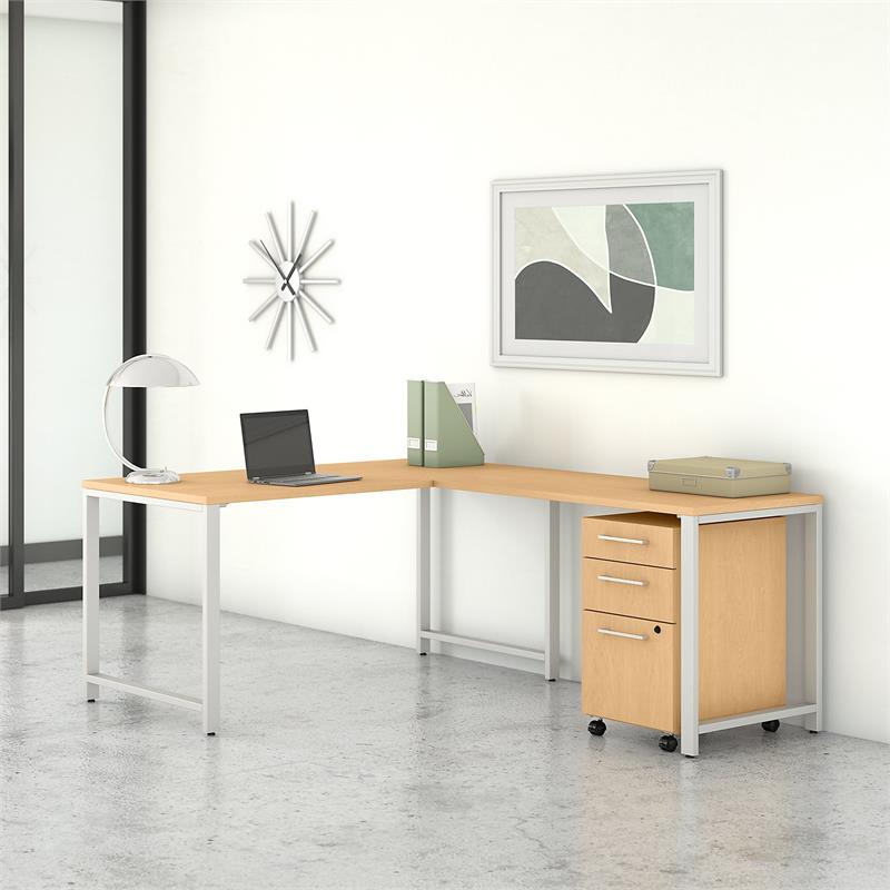 400 Series 60W L Shaped Desk with Drawers in Natural Maple Engineered