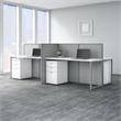 Easy Office 4 Person Desk with Storage and 45H Panels in White - Engineered Wood