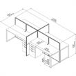 Easy Office 4 Person Desk with Storage and 45H Panels in White - Engineered Wood
