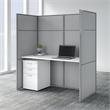 Easy Office Cubicle Desk Set with 66H Closed Panels in White - Engineered Wood