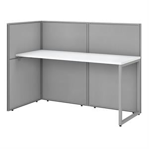 easy office 60w cubicle desk with 45h open panels in white - engineered wood