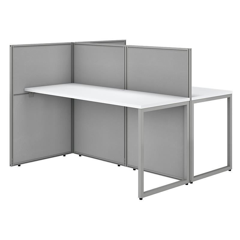 Easy Office 60W 2 Person Cubicle Desk with 45H Panels in White - Engineered Wood