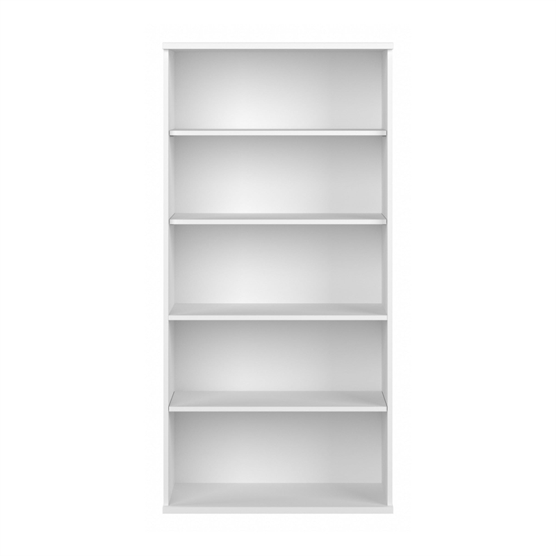 easy office 5 shelf bookcase in pure white - engineered wood