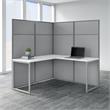Easy Office 60W L Shaped Cubicle Desk with 66H Panels in White - Engineered Wood