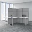 Easy Office 2 Person L Shaped Desk with 66H Panels in White - Engineered Wood