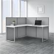 Easy Office 60W L Shaped Cubicle Desk with 45H Panels in White - Engineered Wood
