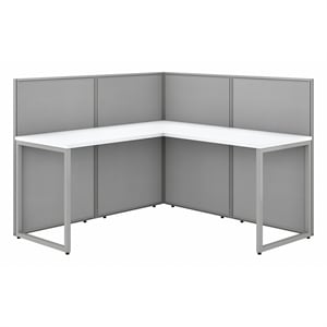 Easy Office 60W L Shaped Cubicle Desk with 45H Panels in White - Engineered Wood