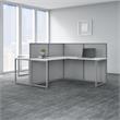 Easy Office 2 Person L Shaped Desk with 45H Panels in White - Engineered Wood