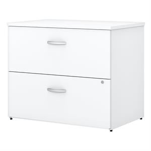 easy office 2 drawer lateral file cabinet in pure white - engineered wood