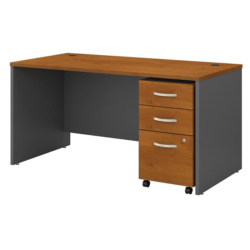 Series C 60W Office Desk with Drawers in Natural Cherry - Engineered Wood