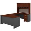 Series C 60W U Desk with Hutch and Drawers in Hansen Cherry - Engineered Wood