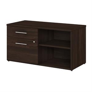office 500 low storage cabinet with drawers in black walnut - engineered wood