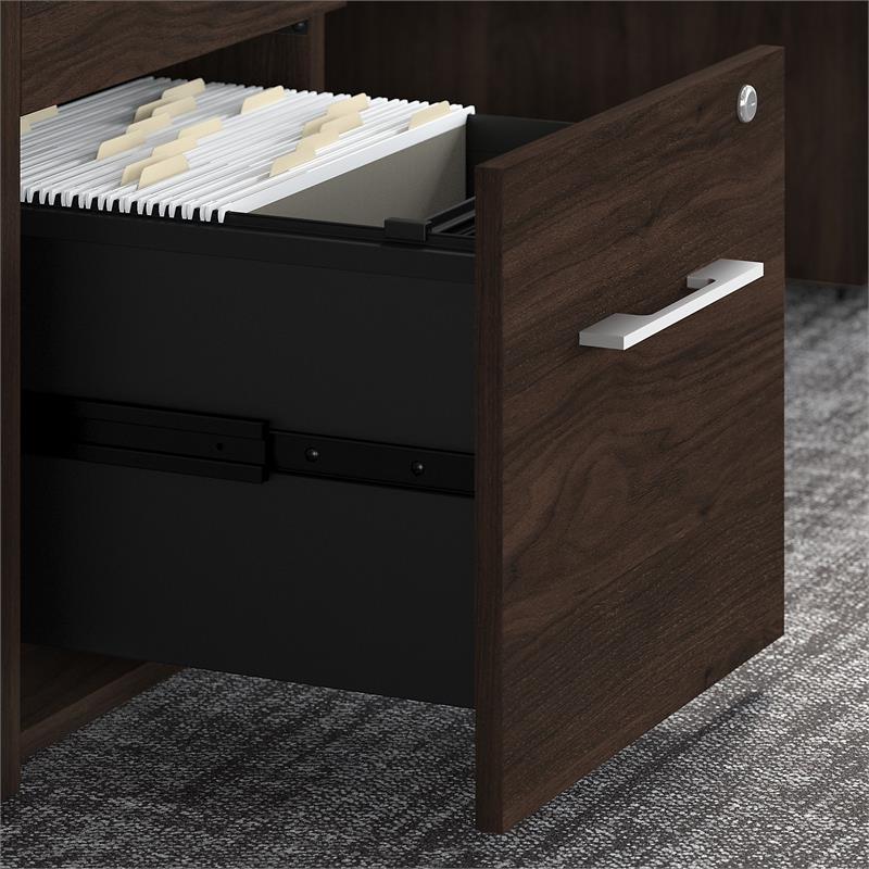 Office 500 72W U Shaped Desk with Drawers in Black Walnut - Engineered Wood