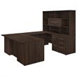 Office 500 72W U Shaped Desk with Hutch in Black Walnut - Engineered Wood