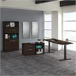 Office 500 72W Height Adjustable Desk Set in Black Walnut - Engineered Wood
