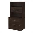 Office 500 Lateral File Cabinet with Hutch in Black Walnut - Engineered Wood