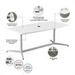 120W x 48D Conference Table with Metal Base in White - Engineered Wood