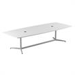 120W x 48D Conference Table with Metal Base in White - Engineered Wood