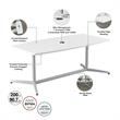 96W x 42D Conference Table with Metal Base in White - Engineered Wood